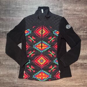 Lauren Ralph Lauren Black Jacket with Colorful Geometric Patterns